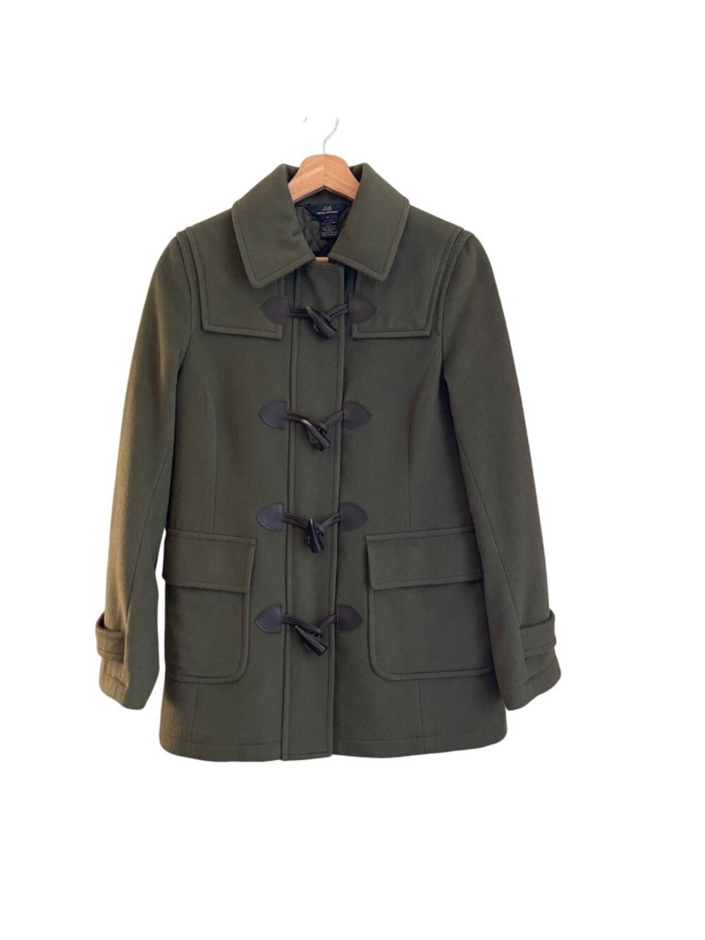 Brooks Brothers 346 Womens Wool Cashmere Toggle Coat Size 2 Olive Green Peacoat